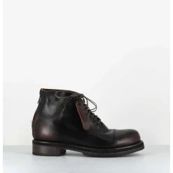 Boots A Lacets En Cuir Marron Vieilli - 50848 Nevada Washed