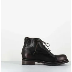 Boots A Lacets En Cuir Marron Vieilli - 50848 Nevada Washed