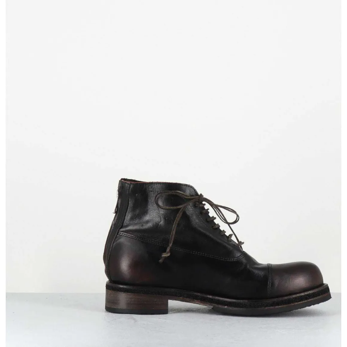 Boots A Lacets En Cuir Marron Vieilli - 50848 Nevada Washed