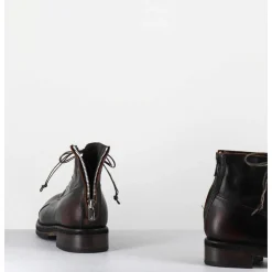 Boots A Lacets En Cuir Marron Vieilli - 50848 Nevada Washed