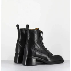 Boots A Lacets En Cuir Souple Noir - W232693 Guanto Nero
