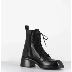 Boots A Lacets En Cuir Souple Noir - W232693 Guanto Nero