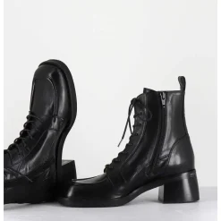 Boots A Lacets En Cuir Souple Noir - W232693 Guanto Nero