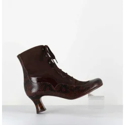 Boots A Lacets En Daim Marron & Petit Talon Retro Leopard - Mylion Mazda Testa