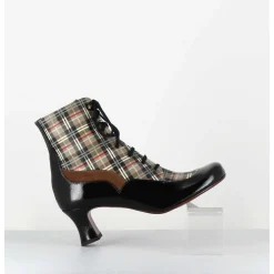 Boots A Lacets Imprime Tartan & Petit Talon Retro - Mylion Maserati Nagro