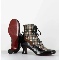 Boots A Lacets Imprime Tartan & Petit Talon Retro - Mylion Maserati Nagro