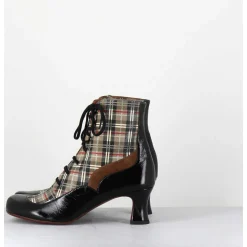 Boots A Lacets Imprime Tartan & Petit Talon Retro - Mylion Maserati Nagro
