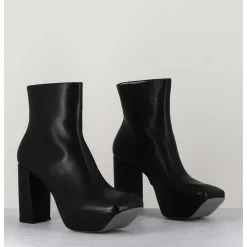 Boots A Plateforme Asymetrique En Cuir Noir - M22I99432 Nero