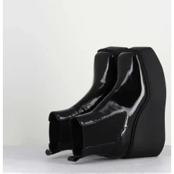 Boots A Plateforme Bout Carre En Cuir Vernis Noir - Lea Nero