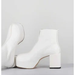 Boots A Plateforme 70S En Cuir Blanc - 1Gs447 Cusna Bianco