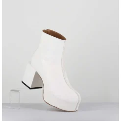 Boots A Plateforme 70S En Cuir Blanc - 1Gs447 Cusna Bianco