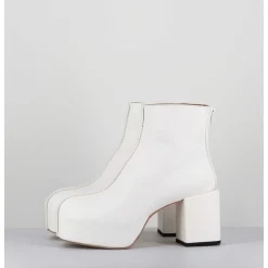 Boots A Plateforme 70S En Cuir Blanc - 1Gs447 Cusna Bianco