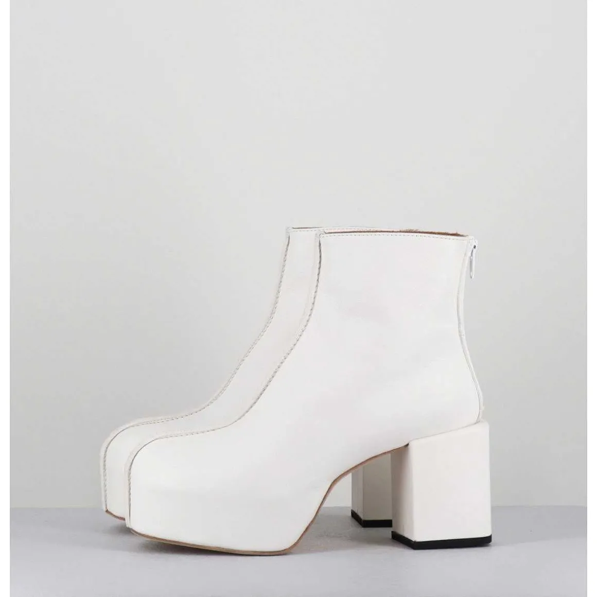 Boots A Plateforme 70S En Cuir Blanc - 1Gs447 Cusna Bianco