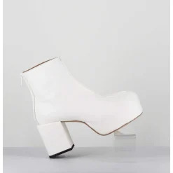 Boots A Plateforme 70S En Cuir Blanc - 1Gs447 Cusna Bianco