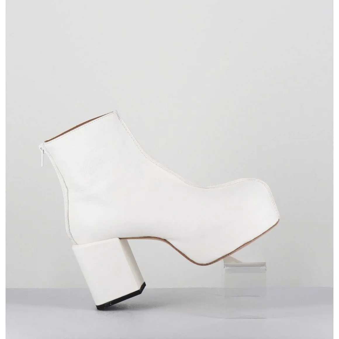 Boots A Plateforme 70S En Cuir Blanc - 1Gs447 Cusna Bianco