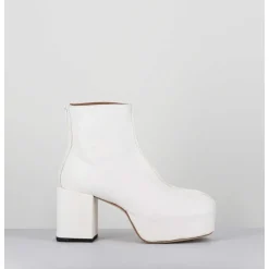 Boots A Plateforme 70S En Cuir Blanc - 1Gs447 Cusna Bianco
