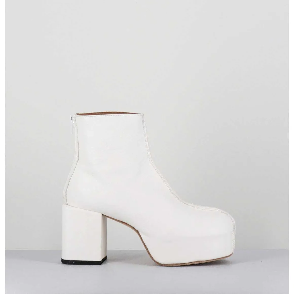 Boots A Plateforme 70S En Cuir Blanc - 1Gs447 Cusna Bianco