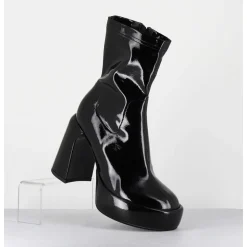 Boots A Plateforme Stretch Vernis Noir - E3527 Rain Nero