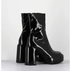 Boots A Plateforme Stretch Vernis Noir - E3527 Rain Nero