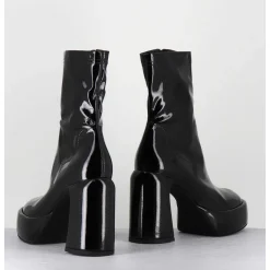 Boots A Plateforme Stretch Vernis Noir - E3527 Rain Nero