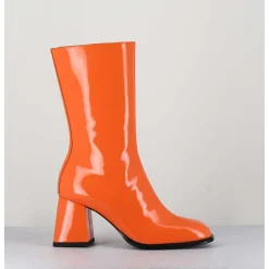 Boots A Talon 70S En Cuir Vernis Orange - Ya2240 Arancio