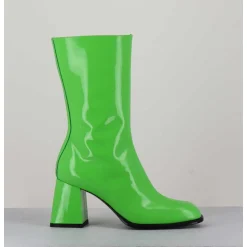 Boots A Talon 70S En Cuir Vernis Vert Pomme - Ya2240 Verde