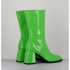 Boots A Talon 70S En Cuir Vernis Vert Pomme - Ya2240 Verde