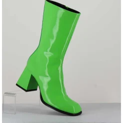 Boots A Talon 70S En Cuir Vernis Vert Pomme - Ya2240 Verde