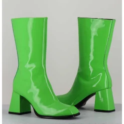 Boots A Talon 70S En Cuir Vernis Vert Pomme - Ya2240 Verde