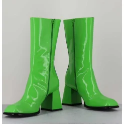 Boots A Talon 70S En Cuir Vernis Vert Pomme - Ya2240 Verde