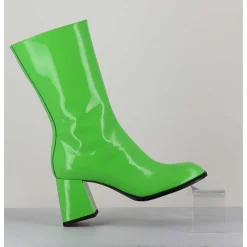 Boots A Talon 70S En Cuir Vernis Vert Pomme - Ya2240 Verde