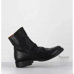 Boots Biker Plates En Cuir Noir - Elf-22 Black Boots