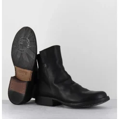 Boots Biker Plates En Cuir Noir - Elf-22 Black Boots