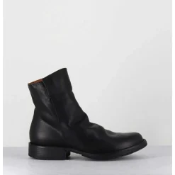 Boots Biker Plates En Cuir Noir - Elf-22 Black Boots