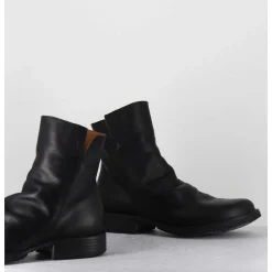Boots Biker Plates En Cuir Noir - Elf-22 Black Boots