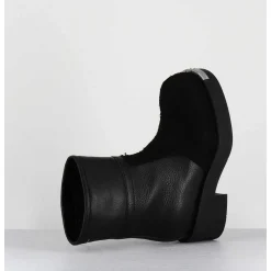 Boots Biker Texture En Cuir Noir - S66Wu0114 T8013