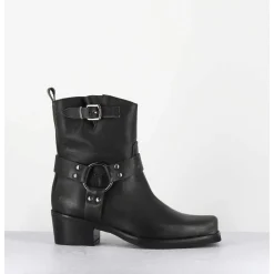 Boots Bikers Courtes En Cuir Noir Use - Ramat Asport Asfalto