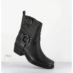 Boots Bikers Courtes En Cuir Noir Use - Ramat Asport Asfalto
