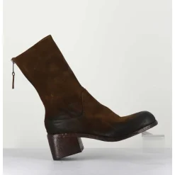 Boots Bikers En Daim Marron A Bout Carre - E3015 Nocciola