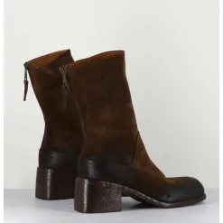 Boots Bikers En Daim Marron A Bout Carre - E3015 Nocciola