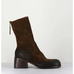 Boots Bikers En Daim Marron A Bout Carre - E3015 Nocciola