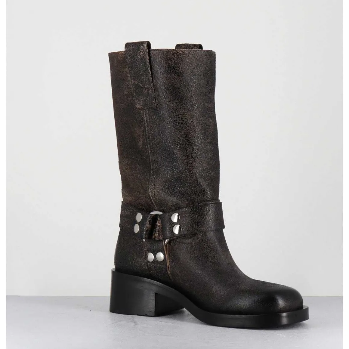 Boots Bikers Nubuck Vieilli Marron - A5607 Shanti Fango