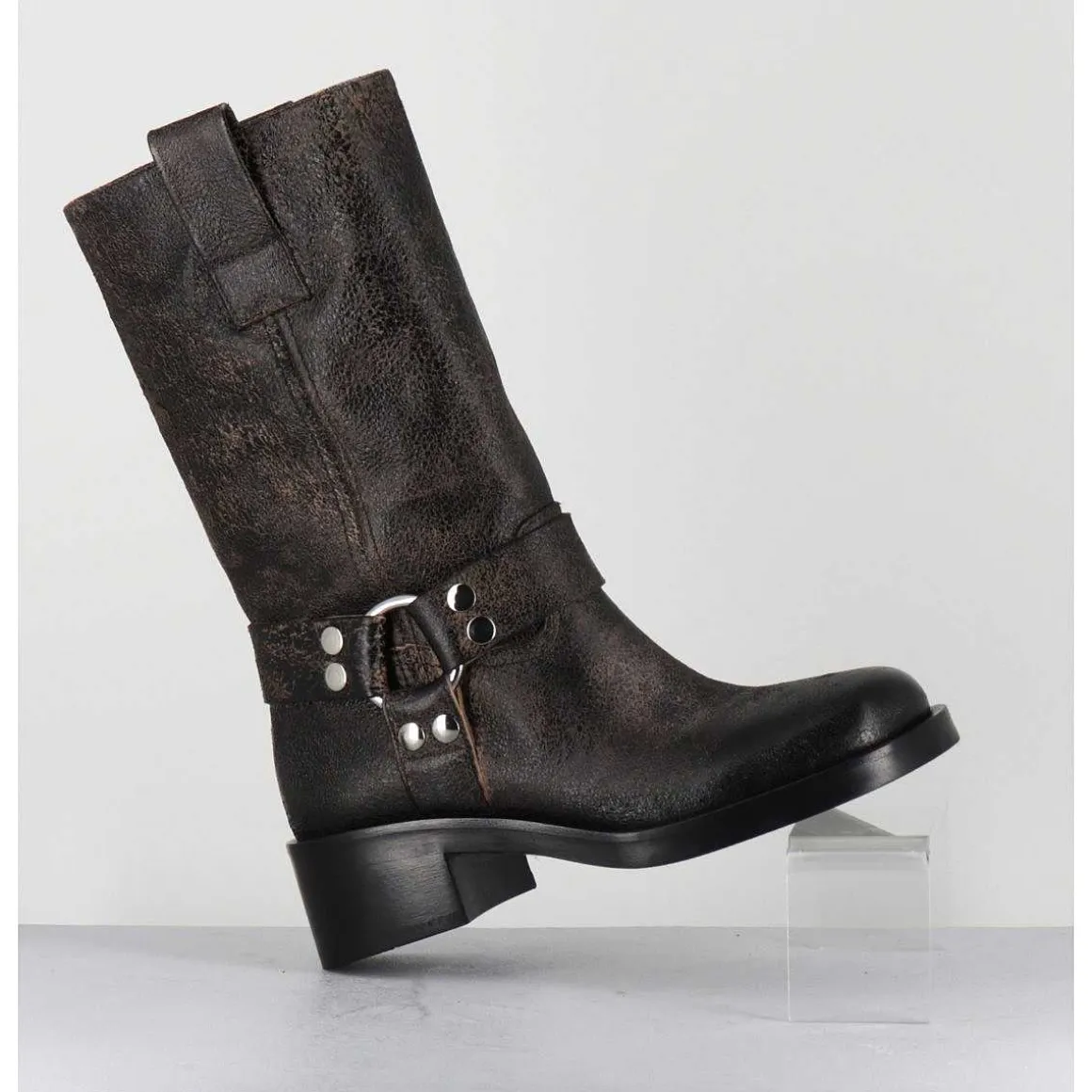Boots Bikers Nubuck Vieilli Marron - A5607 Shanti Fango