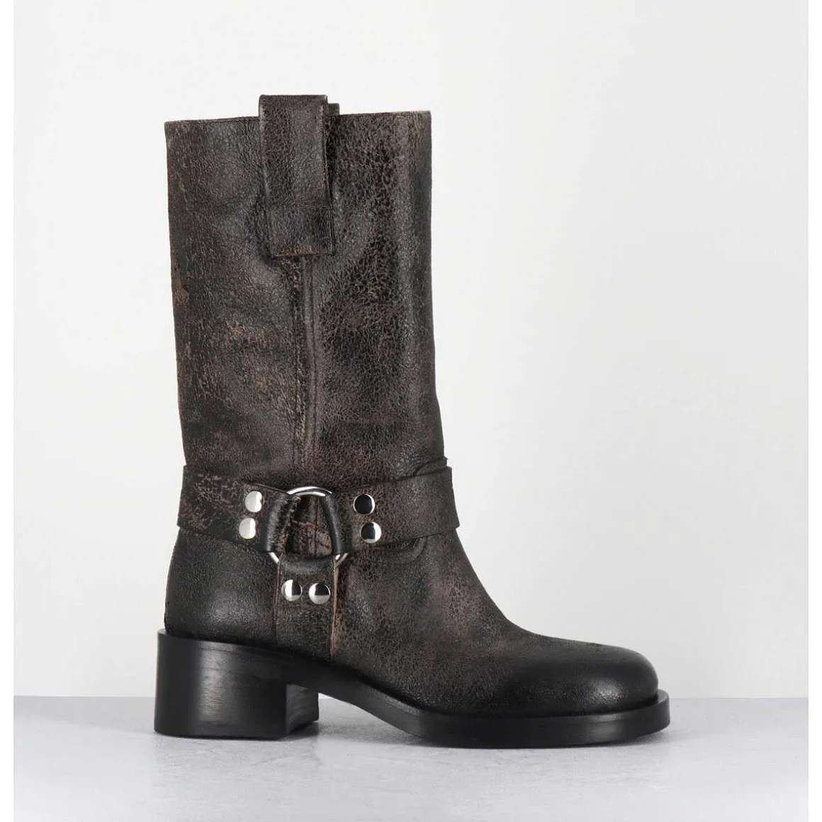 Boots Bikers Nubuck Vieilli Marron - A5607 Shanti Fango