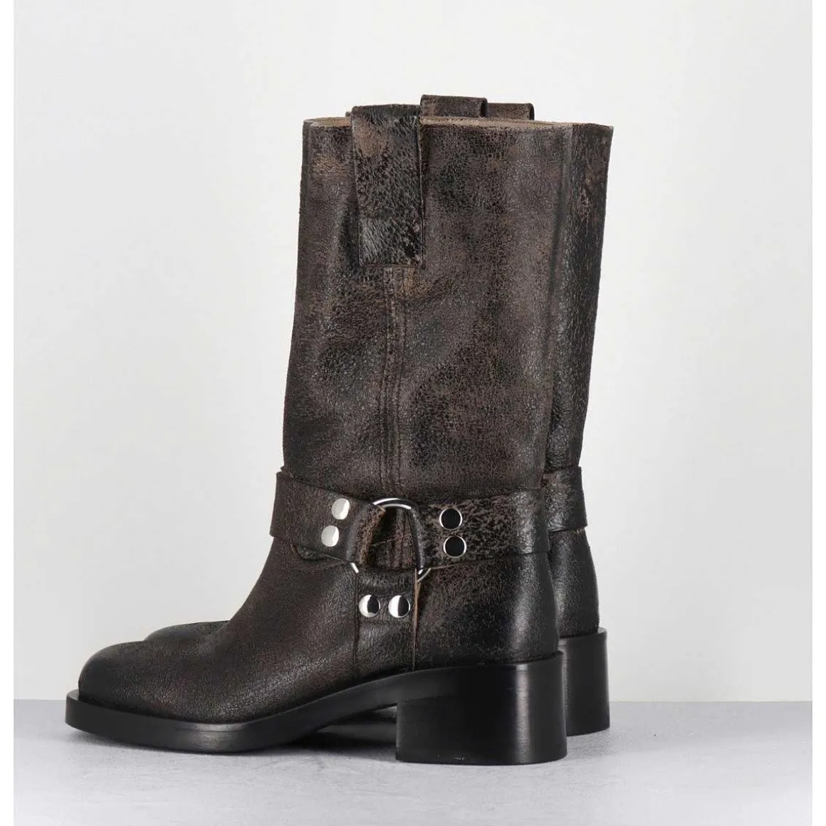 Boots Bikers Nubuck Vieilli Marron - A5607 Shanti Fango