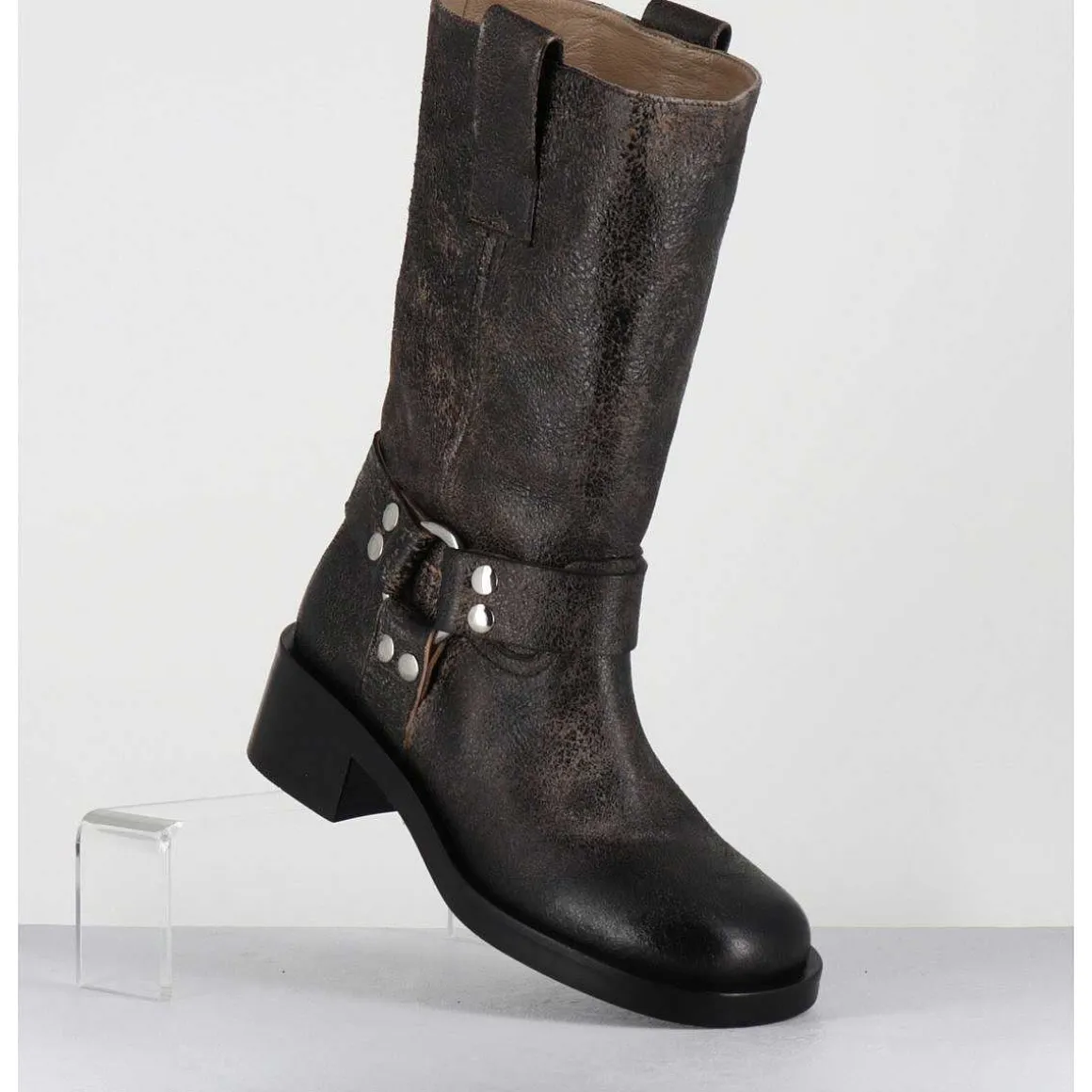 Boots Bikers Nubuck Vieilli Marron - A5607 Shanti Fango