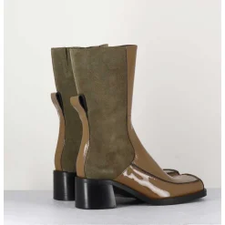 Boots Bi-Matiere Kaki Bout Carre 90S - Jill Khaki Boots