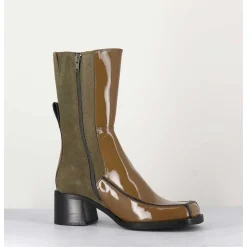 Boots Bi-Matiere Kaki Bout Carre 90S - Jill Khaki Boots