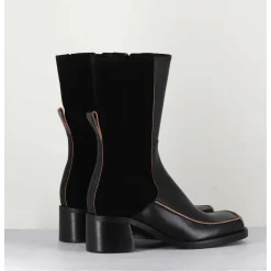 Boots Bi-Matiere Noir Bout Carre 90S - Jill Black Boots