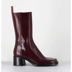 Boots Bout Carre Bordeaux & Surpiqures Orange - Mariela Burgundy Boots